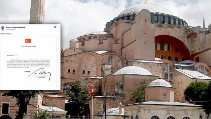 Αγία Σοφία: Υπέγραψε το διάταγμα ο Ερντογάν κι ευχήθηκε «καλορίζικο» το τζαμί